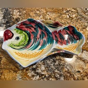 Vintage Italian Fratelli Fanciullacci Retro Glazed Pottery Fish Dish Gorgeous